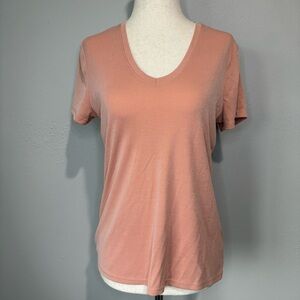 Catherine Malandrino Blush Pink Ribbed V-Neck Tee – Size M